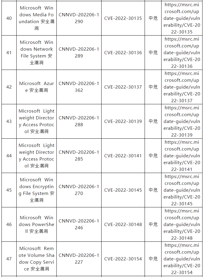 信息安全漏洞月報(bào)（2022年6月）表9.6